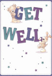 Radiating playful optimism and heartfelt kindness, this get well card feels as warm and inviting as the familiar shops along Norbiton's High Street. Two animated characters-a smiling teddy bear and a cheerful puppy-seem to leap from the page, each balancing colourful, oversized letters that spell out 'Get Well.' The letters shimmer in harmonious indigo and teal, their vibrant hues enhanced by a soft, cream-toned backdrop reminiscent of clear Norbiton mornings. Sprinkled throughout are stars shaded in gentle violets and blues, adding a gentle sense of wonder and hope. The bear's plush fur and the puppy's velvety ears are drawn with a tactile softness that nearly invites the touch, echoing the coziness of a freshly delivered bouquet meant to comfort and mend. With every detail, the card delivers not only a message of recovery but also a little emotional lift-a comforting embrace sent from Norbiton's heart, ready to be paired with a hand-arranged selection of blooms for someone in need of a spark of brightness.
